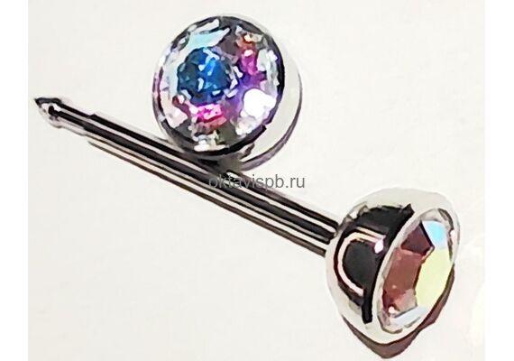 Серьги Циркон радуга 4 мм сталь / шар